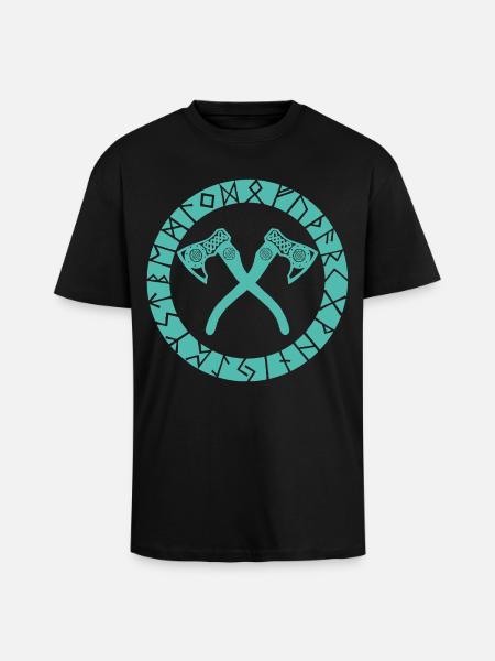 Nordic Cross Axes - Unisex Oversized Heavyweight T-shirt - black