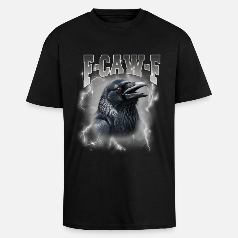 F-Caw-E Rabensturm Graphik - Oversized Heavyweight Unisex T-Shirt - Schwarz