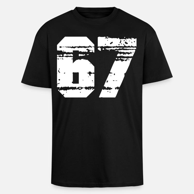 Nummer 67 in Schwarz-Weiß-Kontrast - Oversized Heavyweight Unisex T-Shirt - Schwarz
