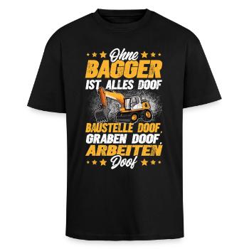 Bagger - Oversized Heavyweight Unisex T-Shirt - Schwarz - Vorne - Alina (178cm) & Michal (187cm)