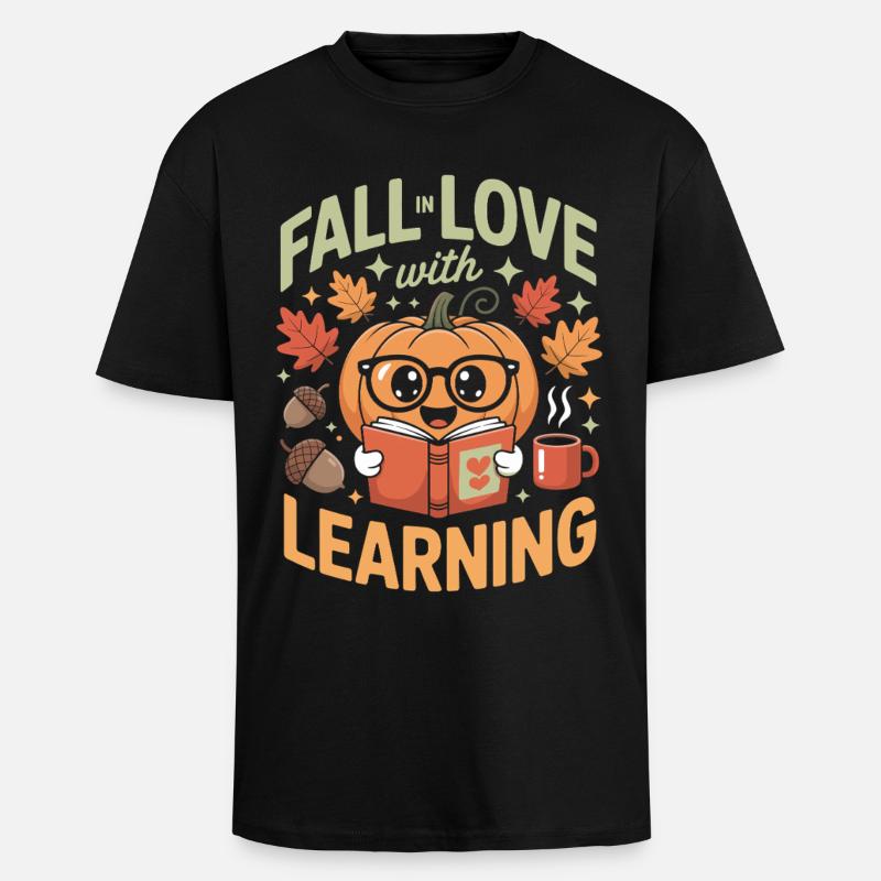 Tombez amoureux de l’enseignement Enseignant d’automne - T-shirt unisexe oversize épais - noir