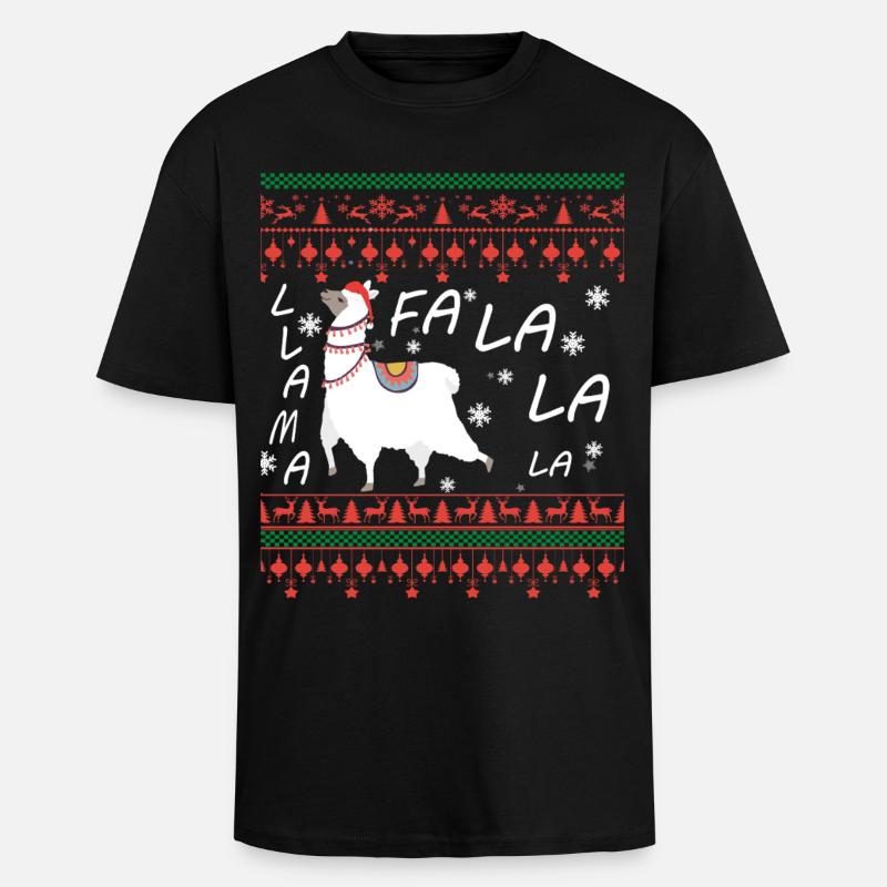 Pull de Noël moche Llama - T-shirt unisexe oversize épais - noir