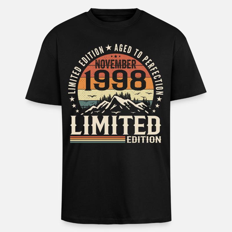 November 1998 Einzigartiges Retro-Jubiläum - Oversized Heavyweight Unisex T-Shirt - Schwarz