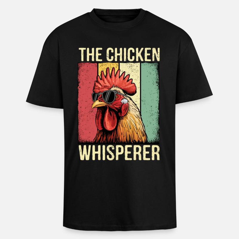 Le thé rétro Chicken Whisperer - T-shirt unisexe oversize épais - noir