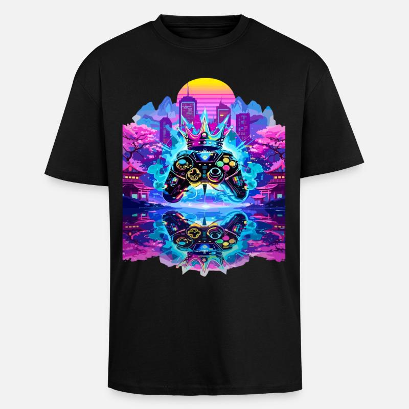 Gaming King Controller mit Spiegelung - Oversized Heavyweight Unisex T-Shirt - Schwarz