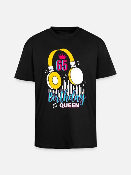 Birthday Queen 65th Birthday - Unisex Oversized Heavyweight T-shirt - black