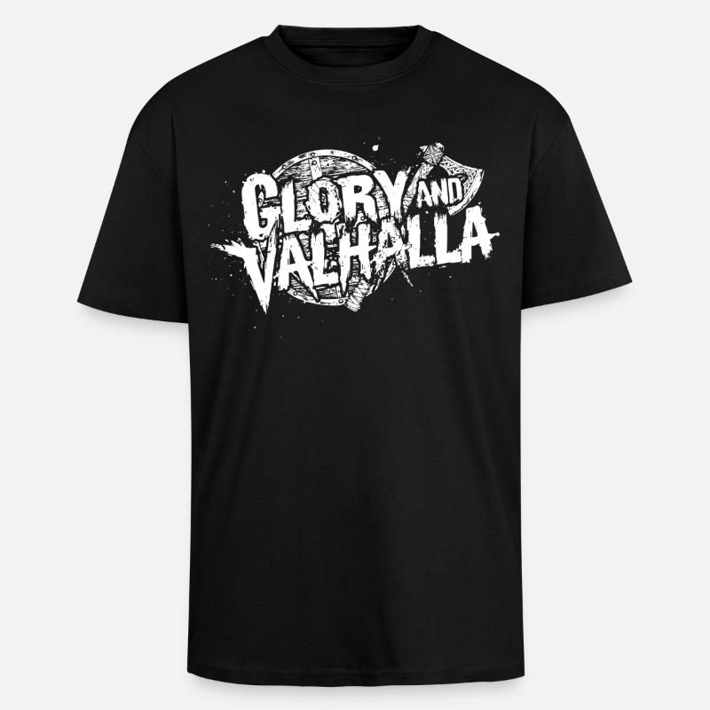 Glory and Valhalla - Oversized Heavyweight Unisex T-Shirt - Schwarz