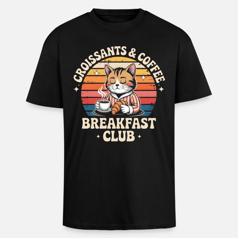 Katzenbrunch Retro Café - Oversized Heavyweight Unisex T-Shirt - Schwarz