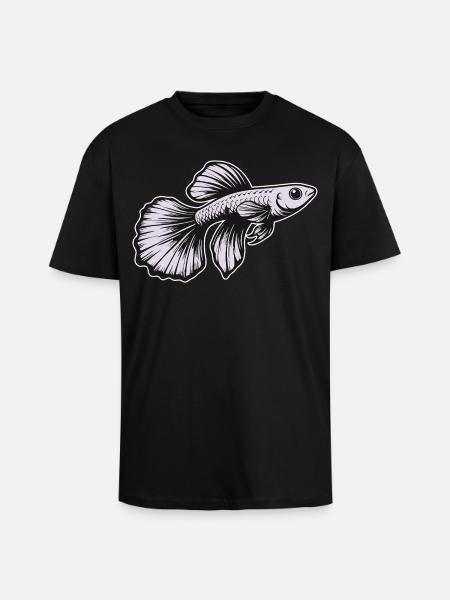 White Guppy Design – Aquarium Fish - Unisex Oversized Heavyweight T-shirt - black