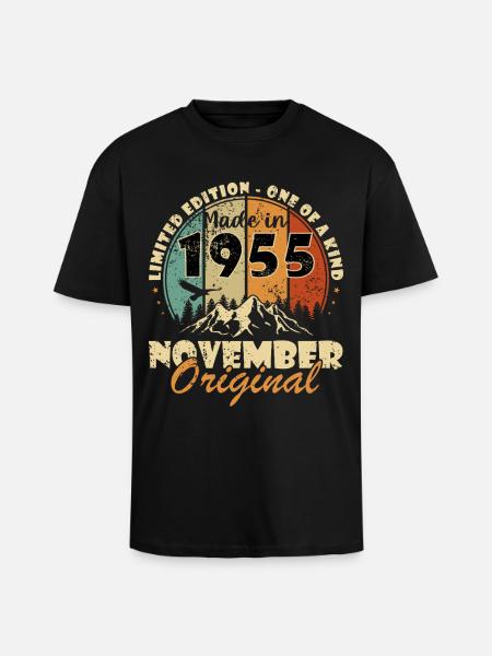 70th Anniversary - Original - November 1955 - Unisex Oversized Heavyweight T-shirt - black