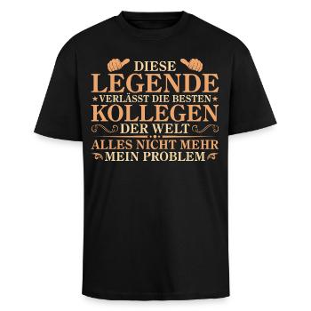 Rente Pension Abschied Kollege Geschenk - Oversized Heavyweight Unisex T-Shirt - Schwarz - Vorne - Alina (178cm) & Michal (187cm)