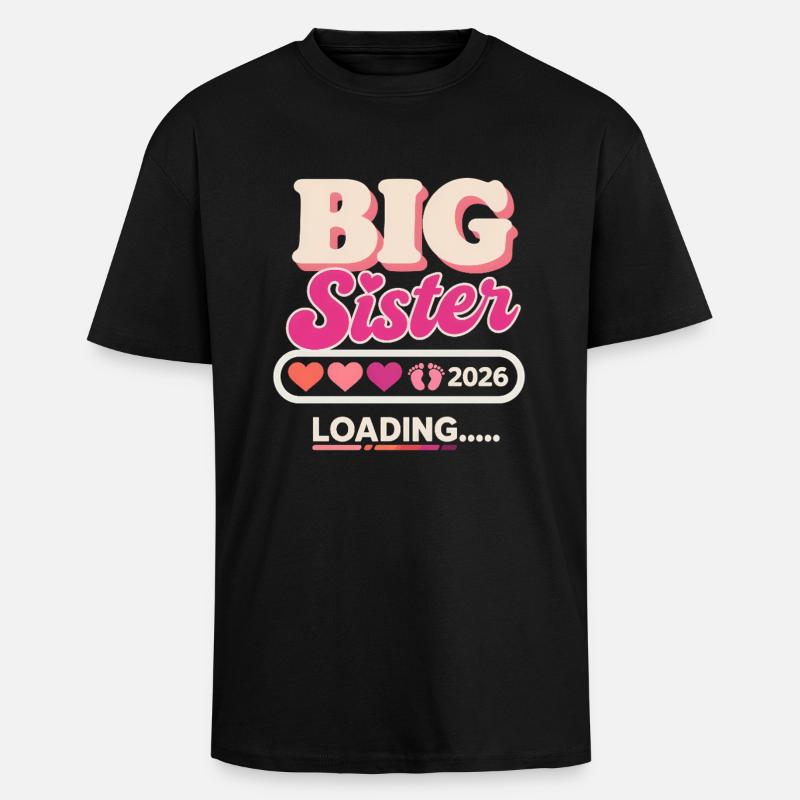 Große Schwester Loading 2026 - Oversized Heavyweight Unisex T-Shirt - Schwarz