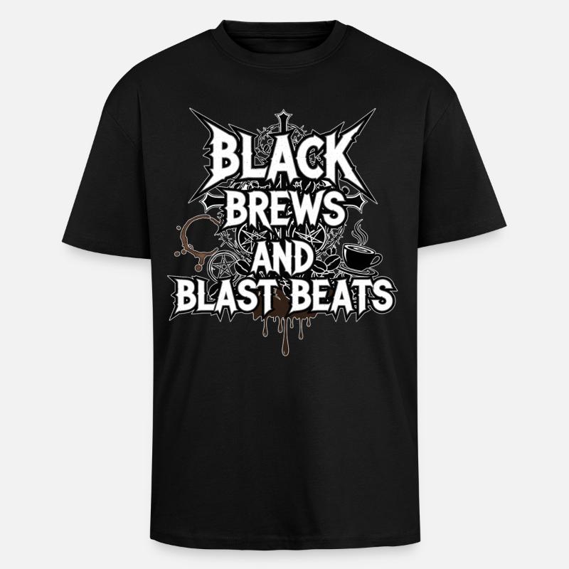 Black Brews et Blast Beats - T-shirt unisexe oversize épais - noir