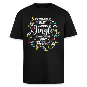 funny Christmas - Unisex Oversized Heavyweight T-shirt - black - Front - Alina (178cm) & Michal (187cm)