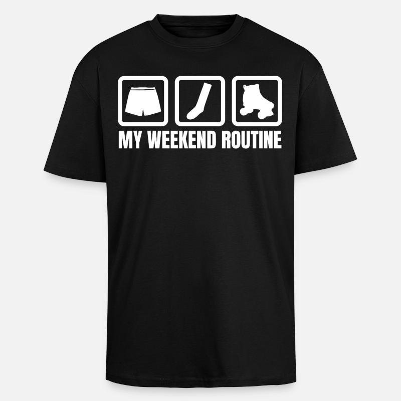 Ma routine du week-end - T-shirt unisexe oversize épais - noir