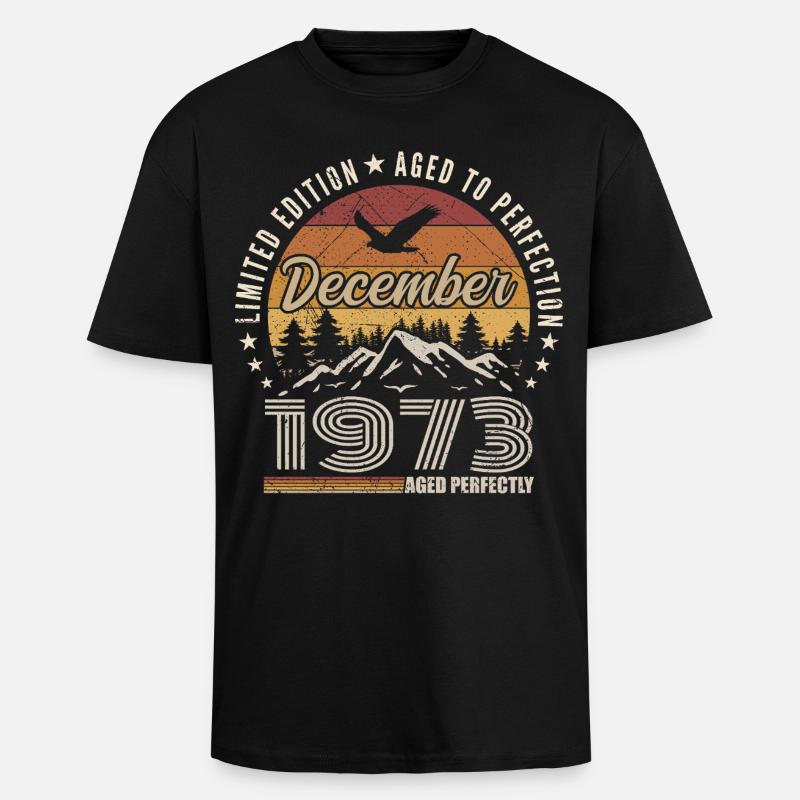 Dezember 1973 Originalausgabe Dezember-Geschenk - Oversized Heavyweight Unisex T-Shirt - Schwarz