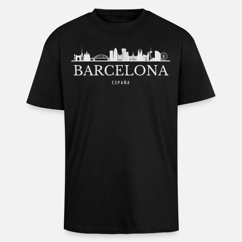 Barcelone Skyline, Barcelone, Espagne - T-shirt unisexe oversize épais - noir