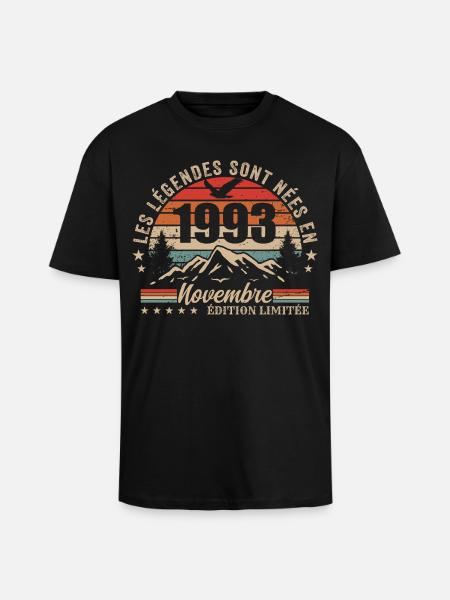 Awesome since November 1993 | November 1993 - Unisex Oversized Heavyweight T-shirt - black