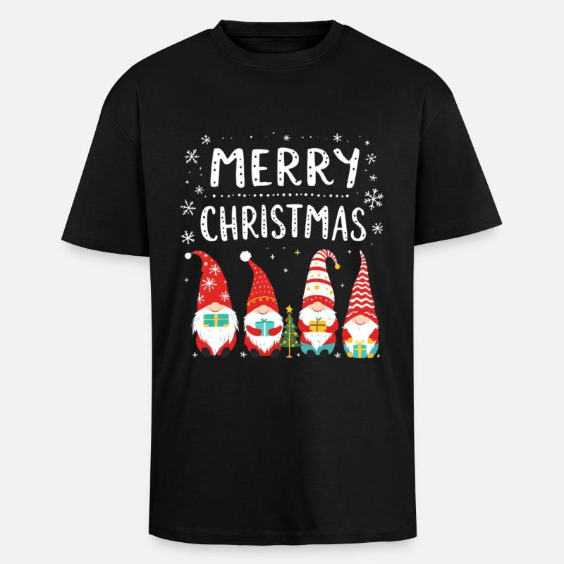 Joyeux Noël Gnome de Noël - T-shirt unisexe oversize épais - noir