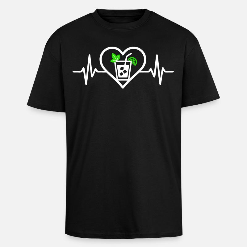 Mojito Herz Aperitif Cocktail - Oversized Heavyweight Unisex T-Shirt - Schwarz