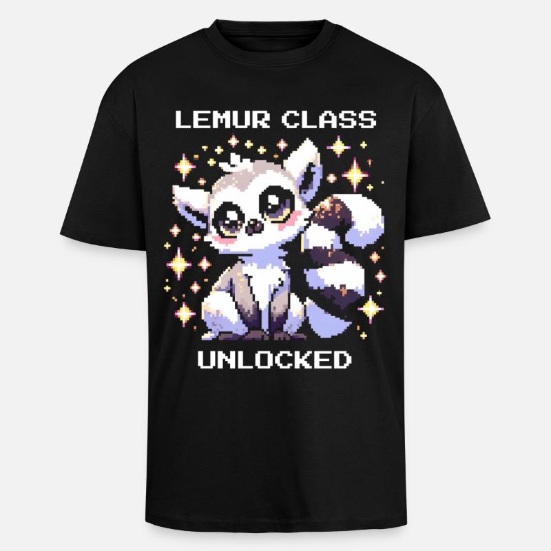 Lemur Class Unlocked | RPG, Leveling - Unisex Oversized Heavyweight T-shirt - black