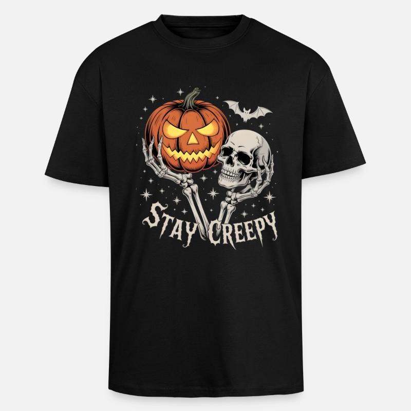 Restez effrayant, restez effrayant Thème d’Halloween - T-shirt unisexe oversize épais - noir