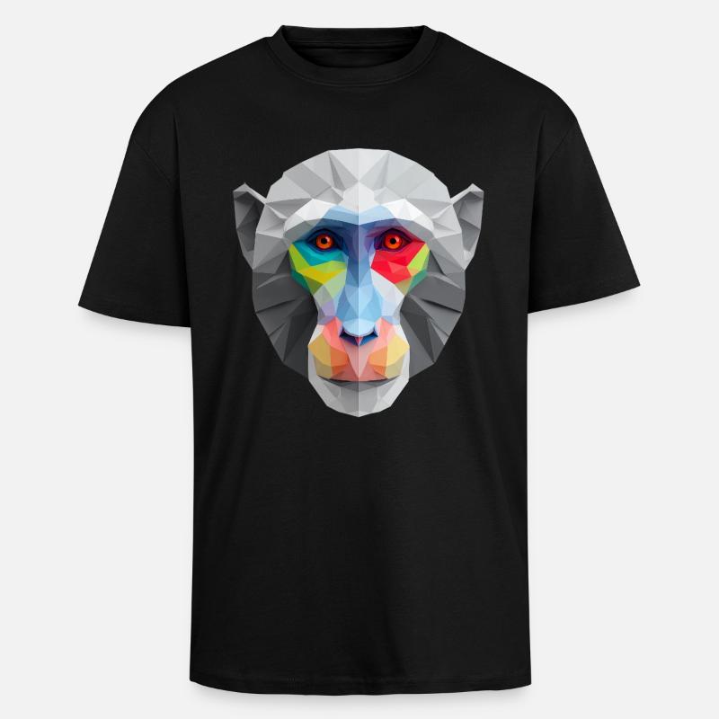 Farbiges Low-Poly Affengesicht Logo Art Design - Oversized Heavyweight Unisex T-Shirt - Schwarz
