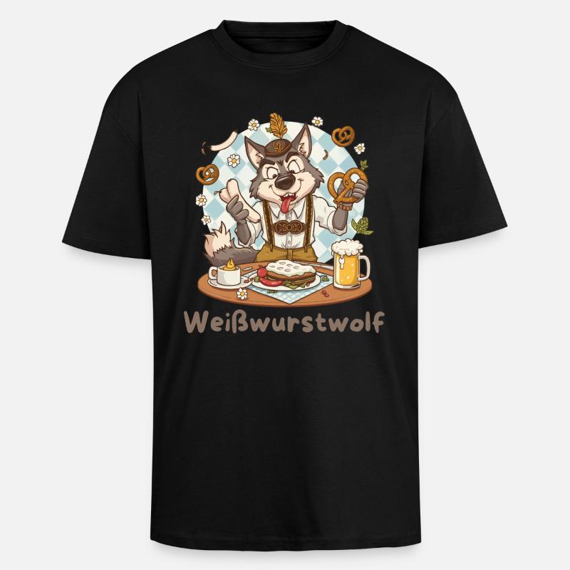 Weißwurstwolf Kochheld Bavarian - Oversized Heavyweight Unisex T-Shirt - Schwarz