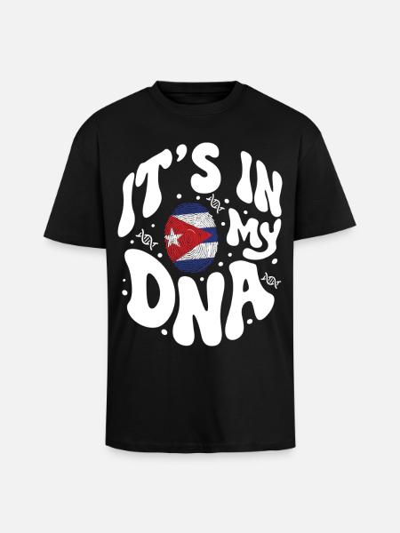 Cuban DNA Cuba Flag Hispanic - Unisex Oversized Heavyweight T-shirt - black