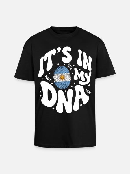 ADN argentin Drapeau argentin Hispanique - T-shirt unisexe oversize épais - noir