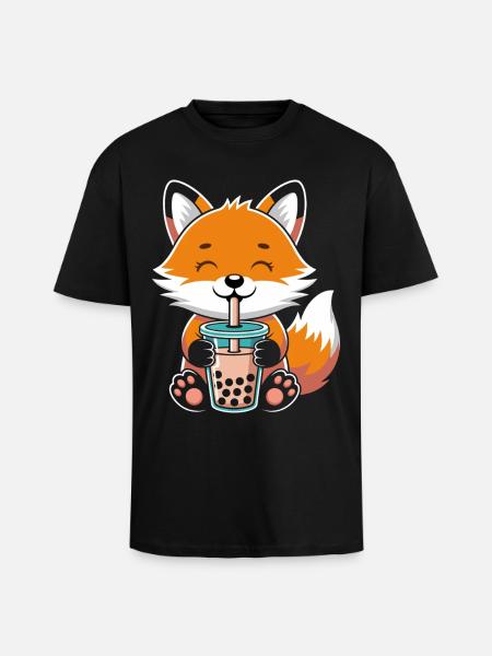 Kawaii Bubble Tee Fuchs Boba Tee - Oversized Heavyweight Unisex T-Shirt - Schwarz