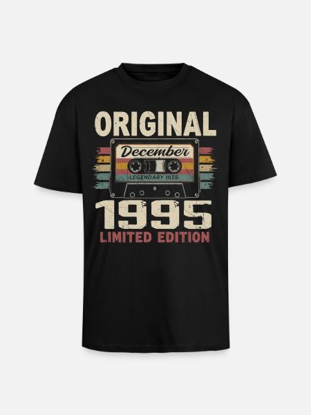 Cadeau D'anniversaire Décembre 1995 - T-shirt unisexe oversize épais - noir