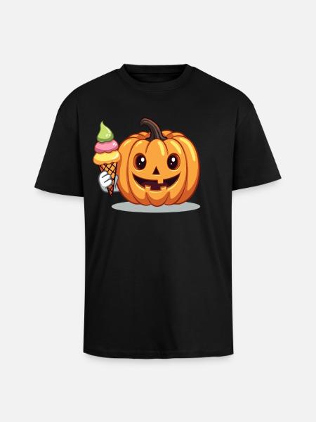 Süßer Grusel Kürbis mit Eiswaffel - Unisex Oversized Heavyweight T-shirt - black