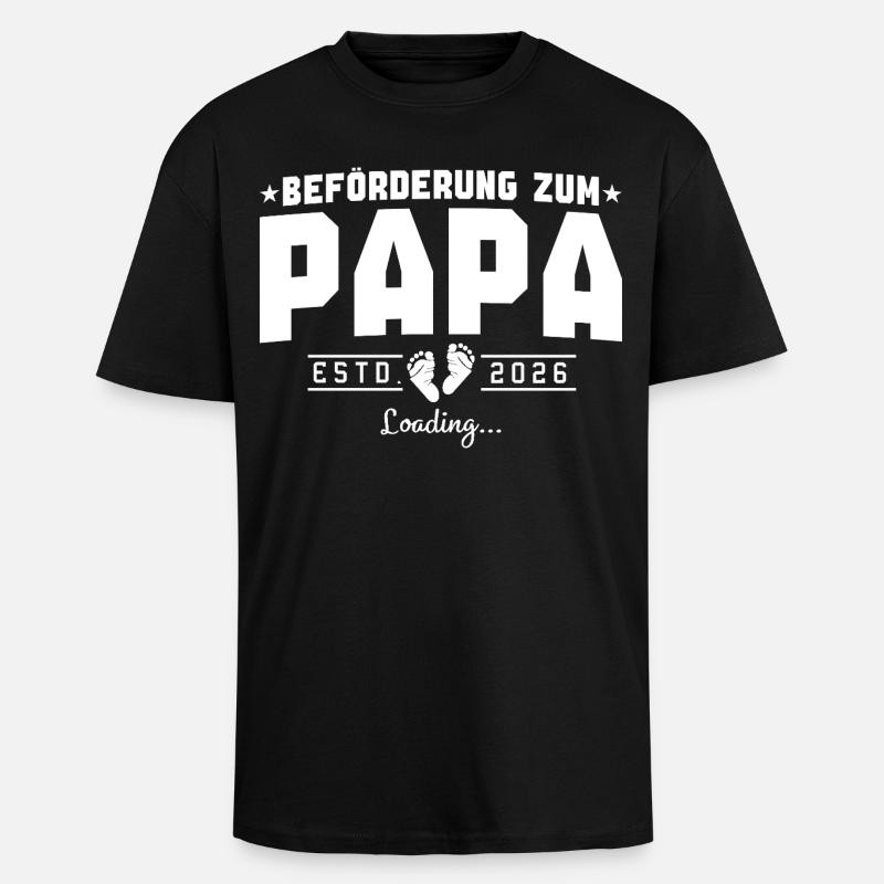 Papa 2026 loading Werdender Vater - Oversized Heavyweight Unisex T-Shirt - Schwarz