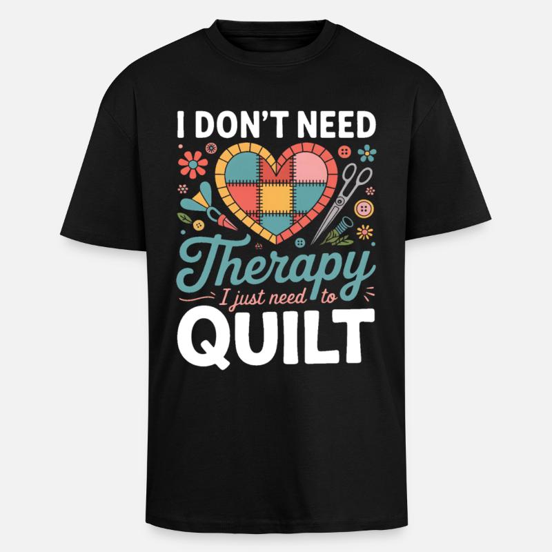 Patchwork Herz Therapie Quilt - Oversized Heavyweight Unisex T-Shirt - Schwarz
