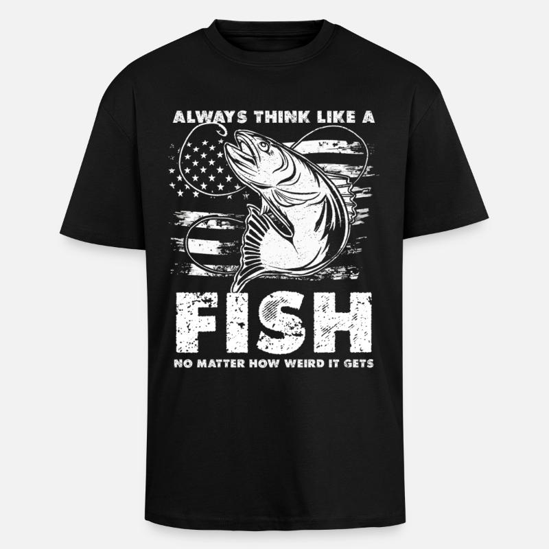 Fish Thoughts Flag Pattern - Unisex Oversized Heavyweight T-shirt - black
