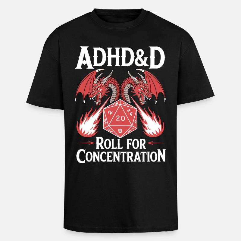Rouleau pour la concentration TDAH - T-shirt unisexe oversize épais - noir