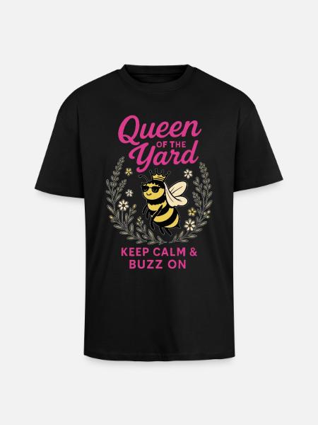Bijen Koningin van de Tuin - Unisex oversized T-shirt van zware kwaliteit - zwart