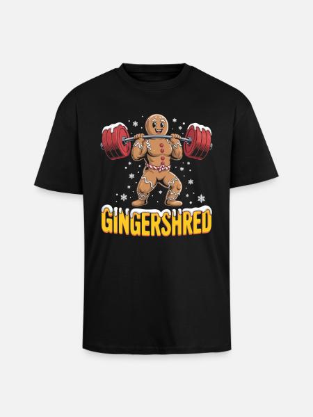Christmas Gingerbread Pumper Gym Bodybuilding - Oversized Heavyweight Unisex T-Shirt - Schwarz