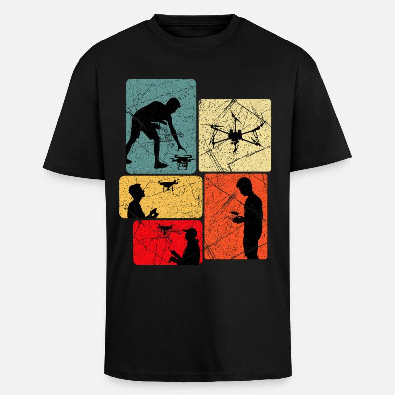 Drones volant dire idée cadeau - T-shirt unisexe oversize épais - noir