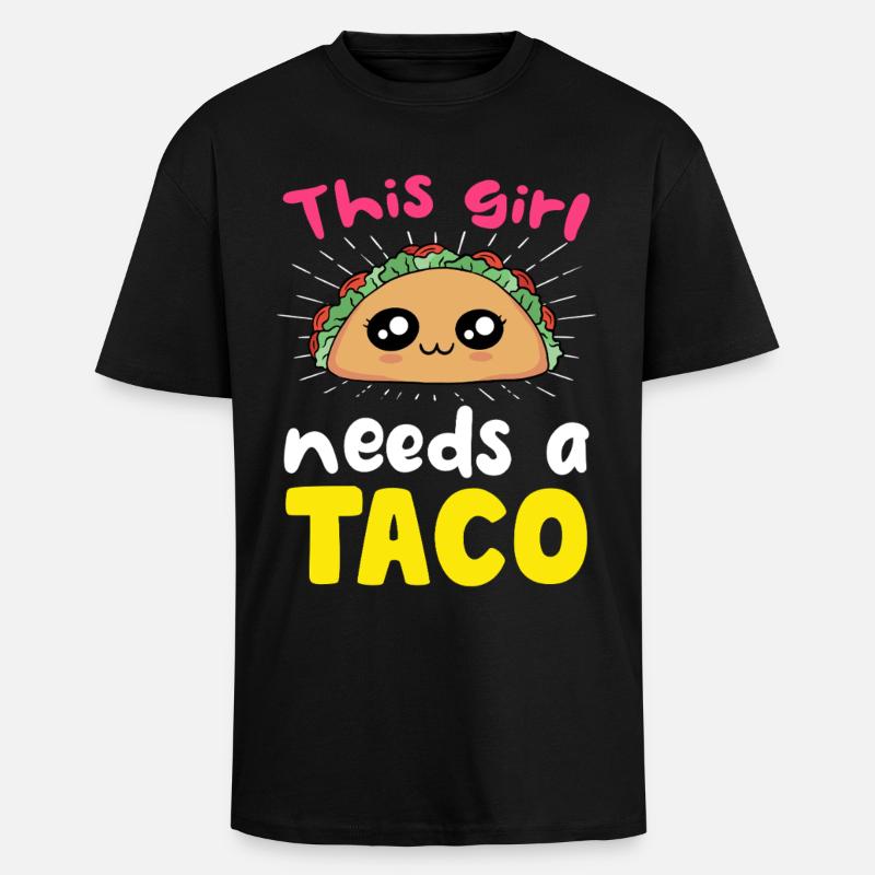 Dieses Mädchen braucht einen Taco - Oversized Heavyweight Unisex T-Shirt - Schwarz