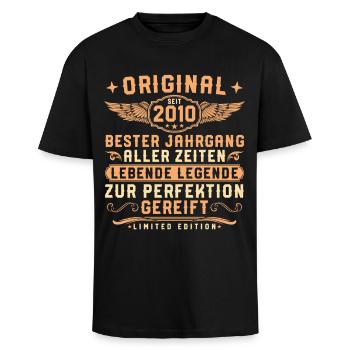 2010 Jahrgang Lebende Legende 16. Geburtstag - Oversized Heavyweight Unisex T-Shirt - Schwarz - Vorne - Alina (178cm) & Michal (187cm)