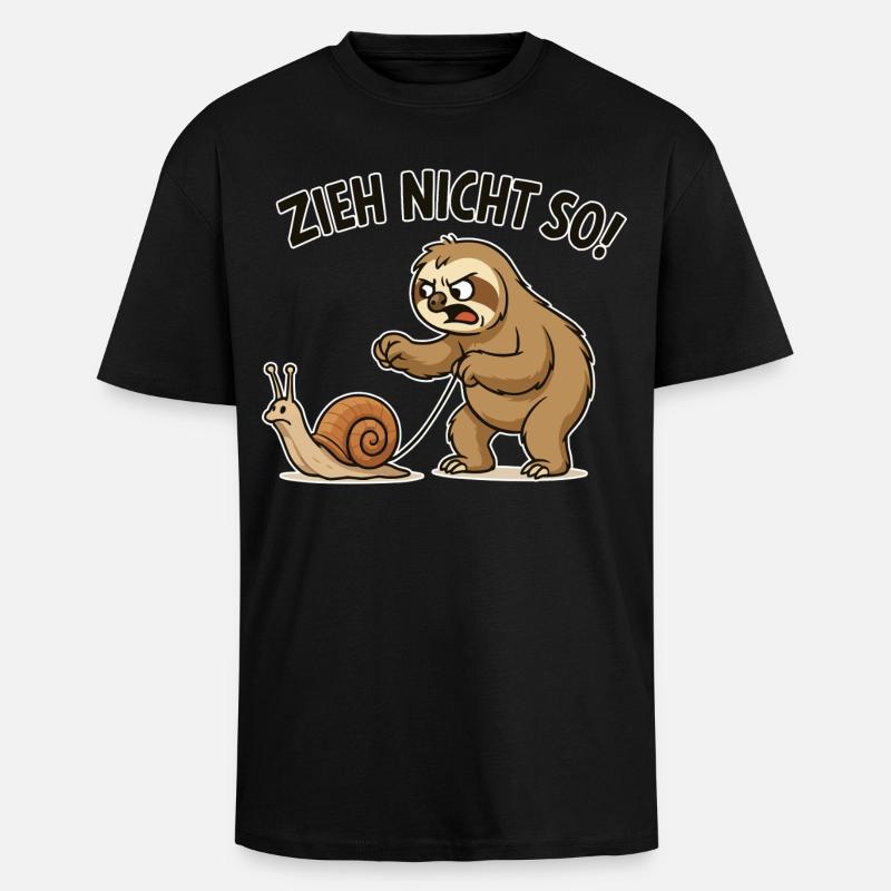Don't pull so sloth - Unisex Oversized Heavyweight T-shirt - black