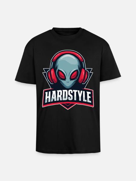 HARDSTYLE Alien Kopfhörer Motiv - Oversized Heavyweight Unisex T-Shirt - Schwarz