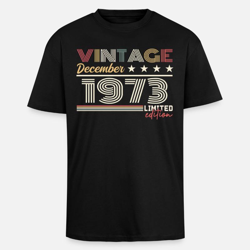 Dezember 1973 Geschenk - Oversized Heavyweight Unisex T-Shirt - Schwarz