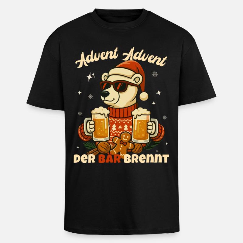 Advent Advent – Der Bär brennt - Oversized Heavyweight Unisex T-Shirt - Schwarz
