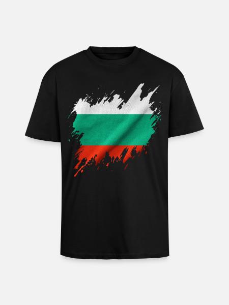 Drapeau bulgare, style déchiré - T-shirt unisexe oversize épais - noir