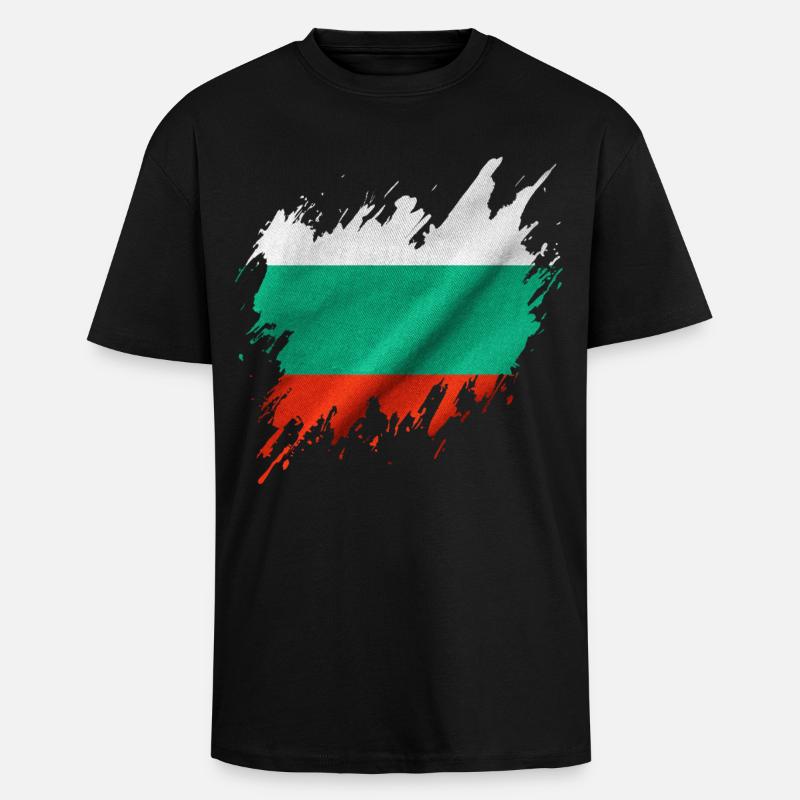Bulgarian flag, torn style - Unisex Oversized Heavyweight T-shirt - black