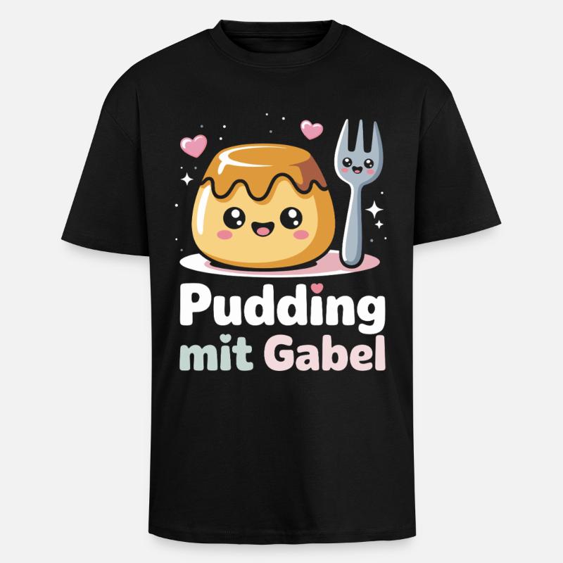 Pudding à la fourchette - T-shirt unisexe oversize épais - noir