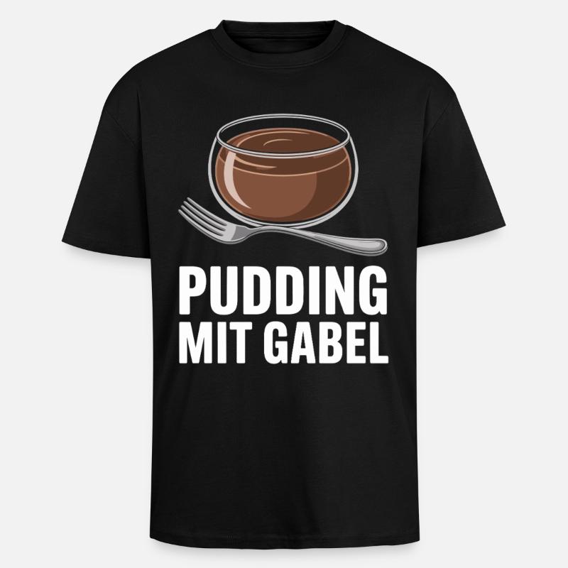 Pudding Mit Gabel - Oversized Heavyweight Unisex T-Shirt - Schwarz